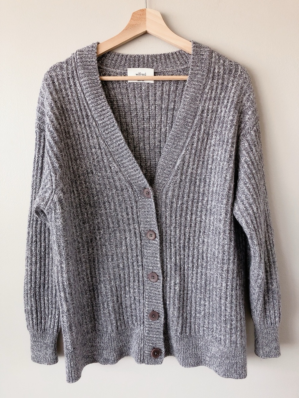 Wilfred Wool Cardigan Sweater Ribbed Heather Grey Oversized sweater XS